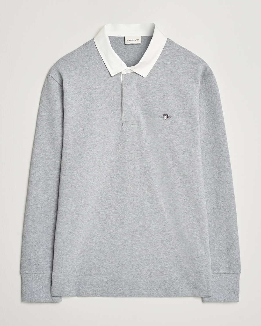 Men | Sweaters & Knitwear | GANT | Reg Shield Heavy Rugger Grey Melange