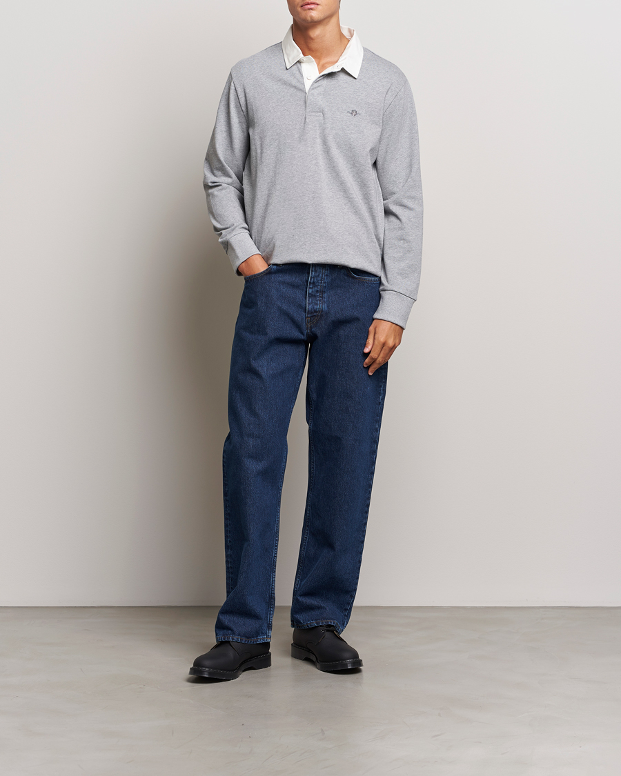 Men | Sweaters & Knitwear | GANT | Reg Shield Heavy Rugger Grey Melange