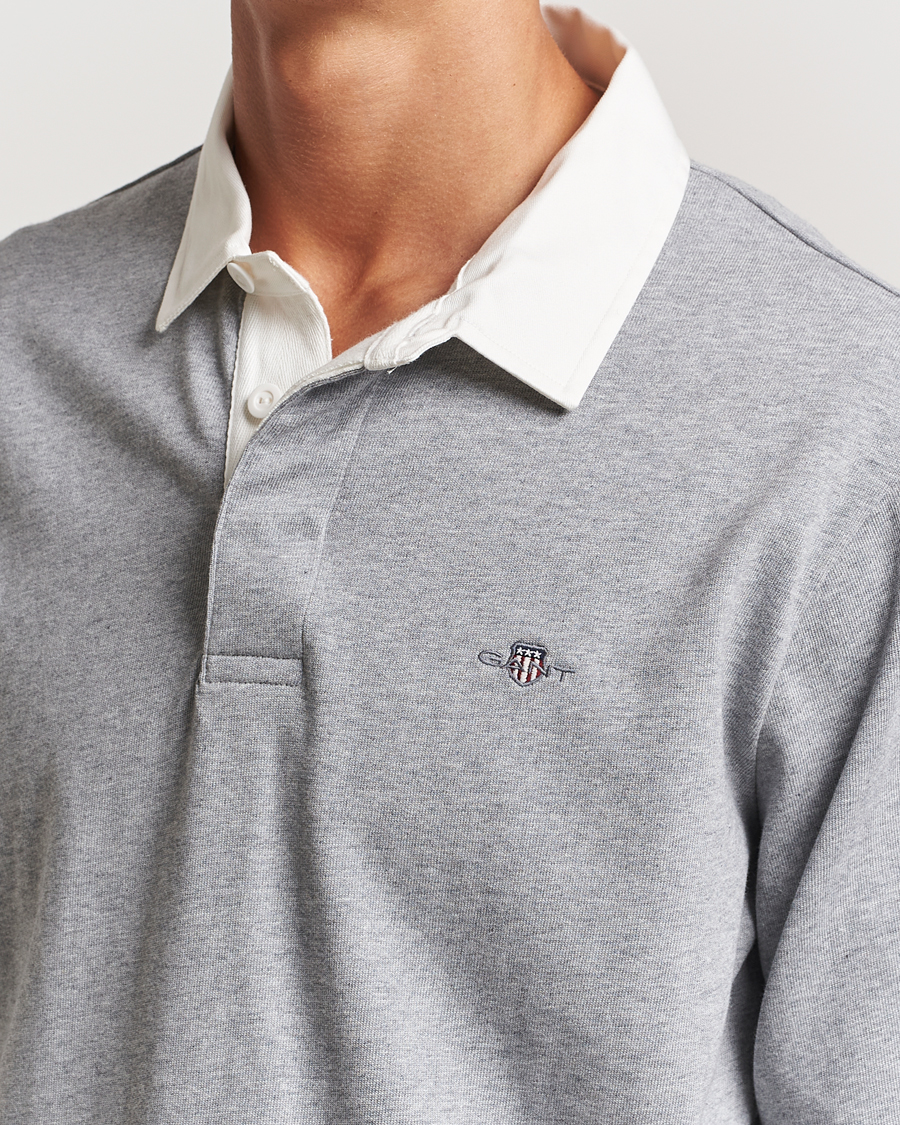 Men | Sweaters & Knitwear | GANT | Reg Shield Heavy Rugger Grey Melange