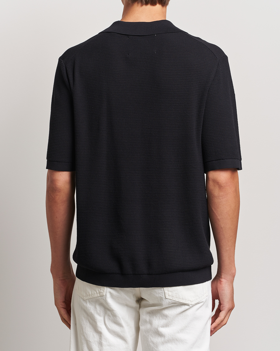 Men | Polo Shirts | GANT | Open Knit Short Sleeve Polo Black