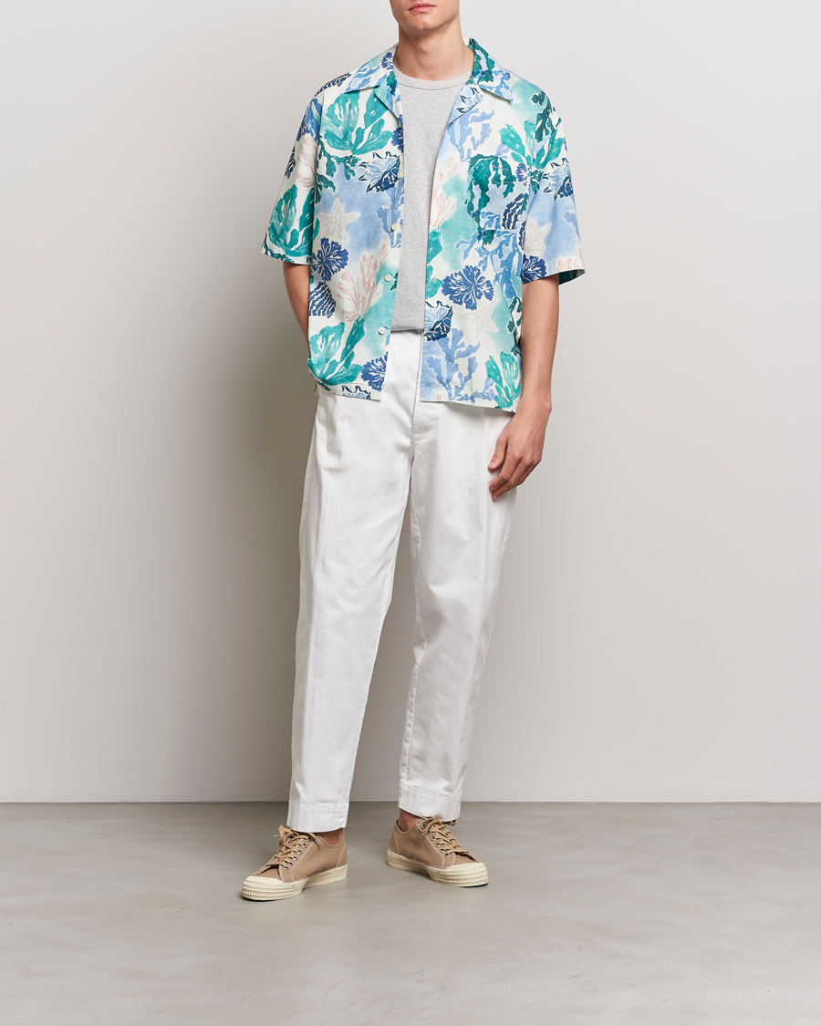 Men | Shirts | Gant | Camp Collar Sea Print Short Sleeve Shirt Rich Blue