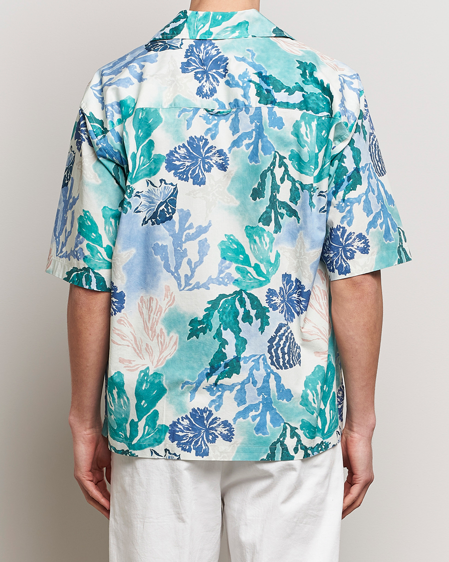 Men | Shirts | GANT | Camp Collar Sea Print Short Sleeve Shirt Rich Blue
