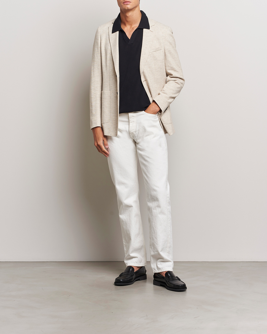Men | Blazers | GANT | Slim Cotton/Linen Jersey Blazer Seed Melange