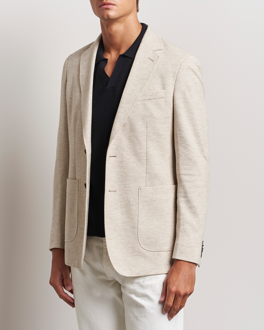 Men | Blazers | GANT | Slim Cotton/Linen Jersey Blazer Seed Melange
