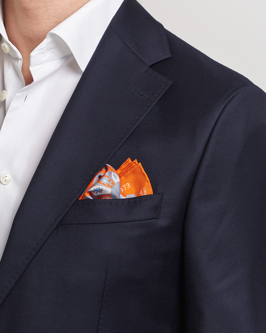 Men | E. Marinella Archive Printed Silk Pocket Square Orange | E. Marinella | Archive Printed Silk Pocket Square Orange