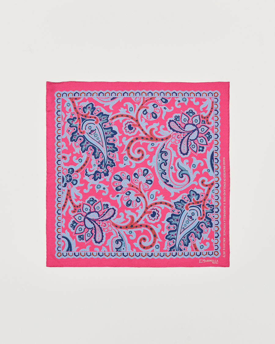 Men | E. Marinella Archive Printed Silk Pocket Square Pink | E. Marinella | Archive Printed Silk Pocket Square Pink