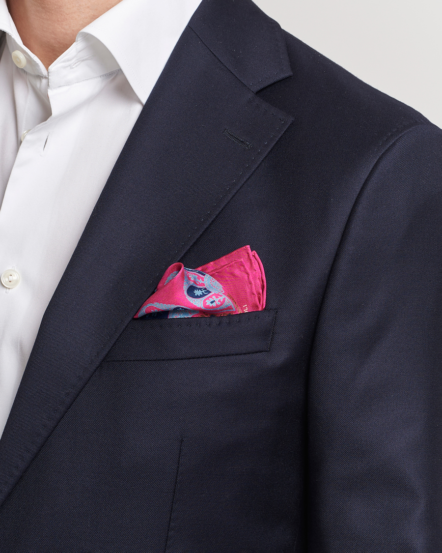 Men | E. Marinella Archive Printed Silk Pocket Square Pink | E. Marinella | Archive Printed Silk Pocket Square Pink