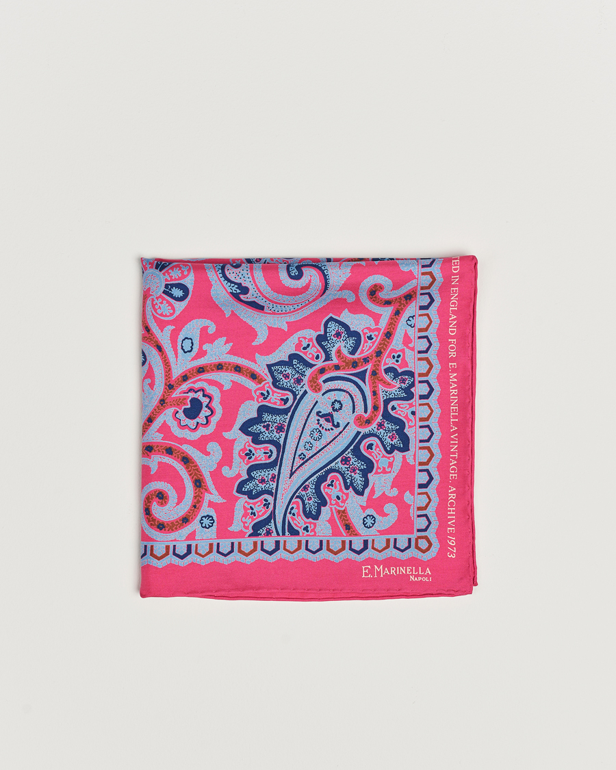 Men | E. Marinella Archive Printed Silk Pocket Square Pink | E. Marinella | Archive Printed Silk Pocket Square Pink