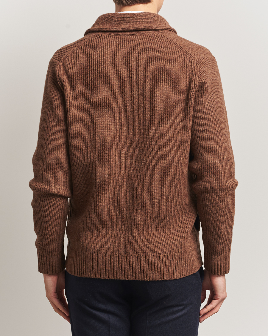 Men | Sweaters & Knitwear | Charles Tyrwhitt | Chunky Merino Shawl Neck Cardigan Toffee