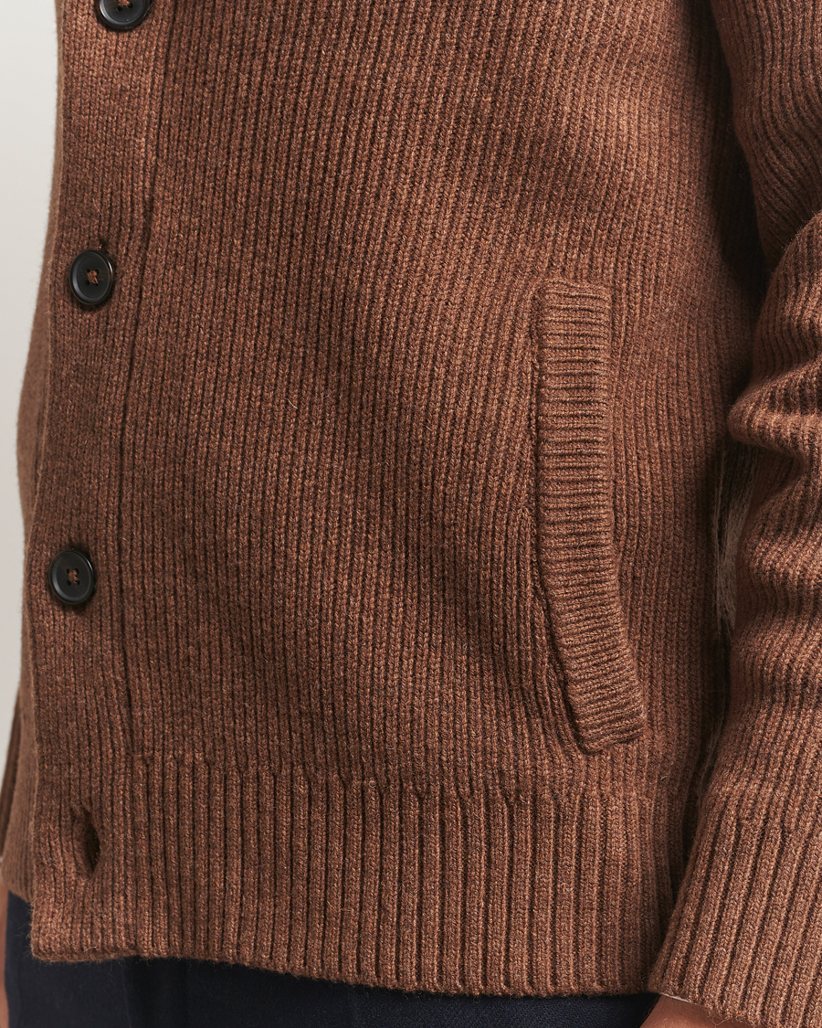 Men | Sweaters & Knitwear | Charles Tyrwhitt | Chunky Merino Shawl Neck Cardigan Toffee