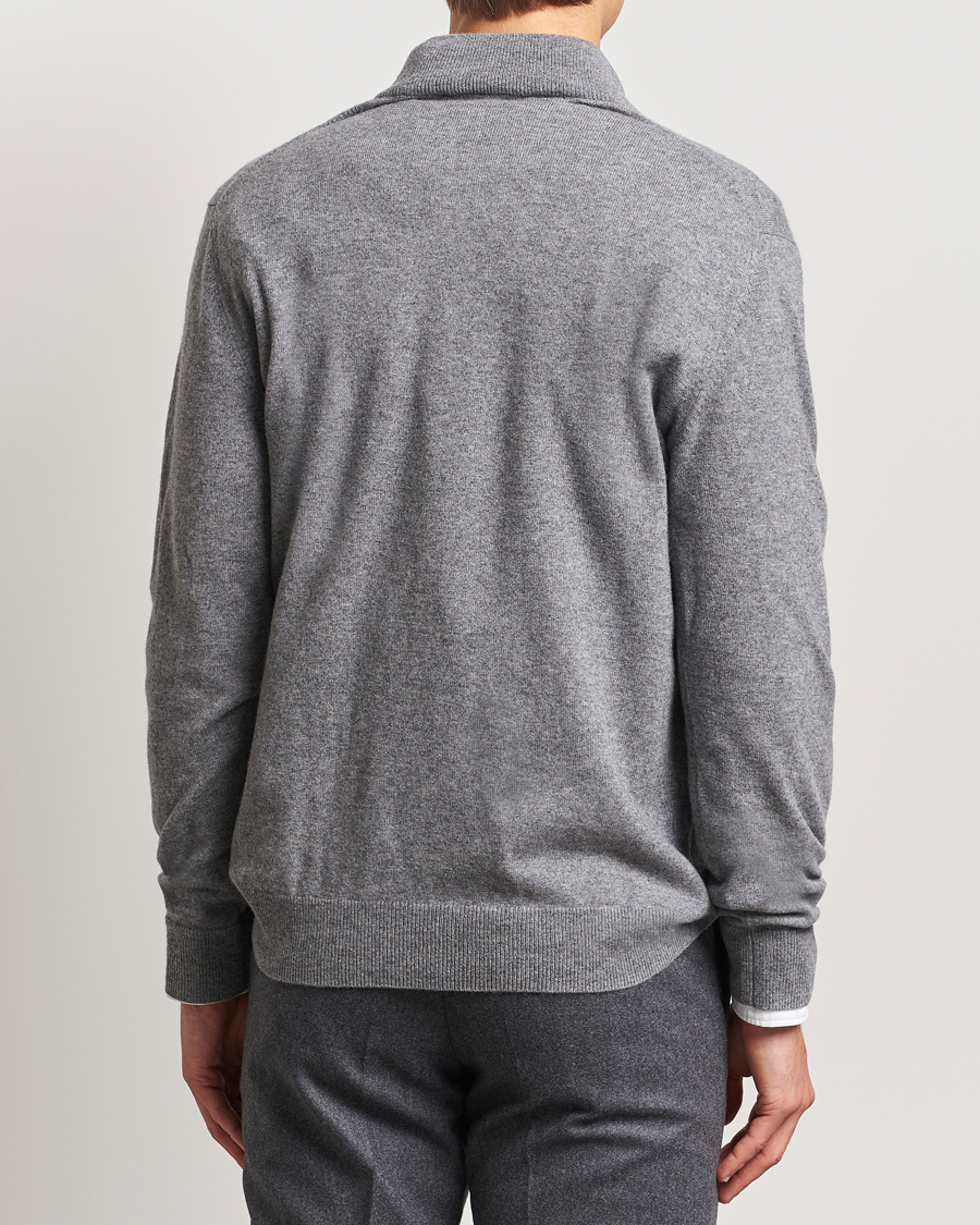 Men | Sweaters & Knitwear | Charles Tyrwhitt | Pure Cashmere Zip Neck Jumper Grey