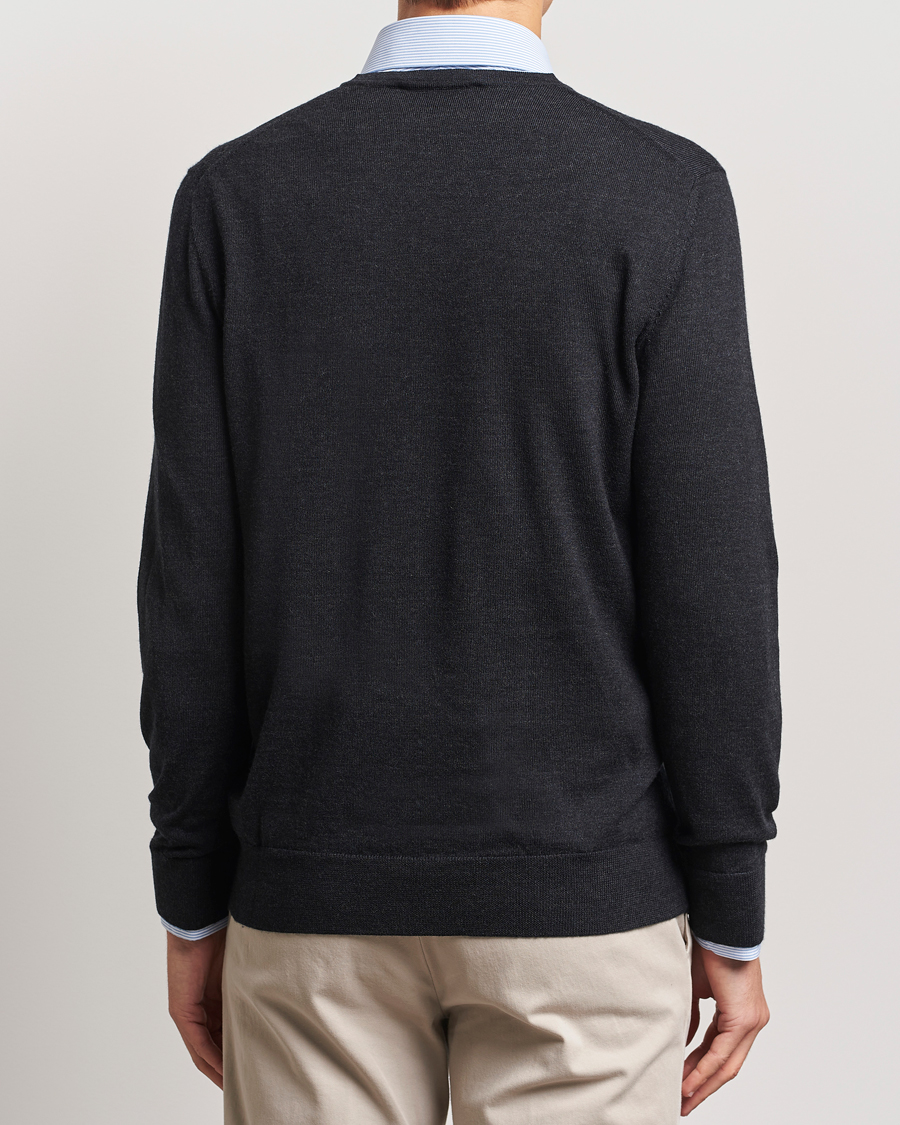 Men | Sweaters & Knitwear | Charles Tyrwhitt | Pure Merino V-Neck Jumper Dark Charcoal