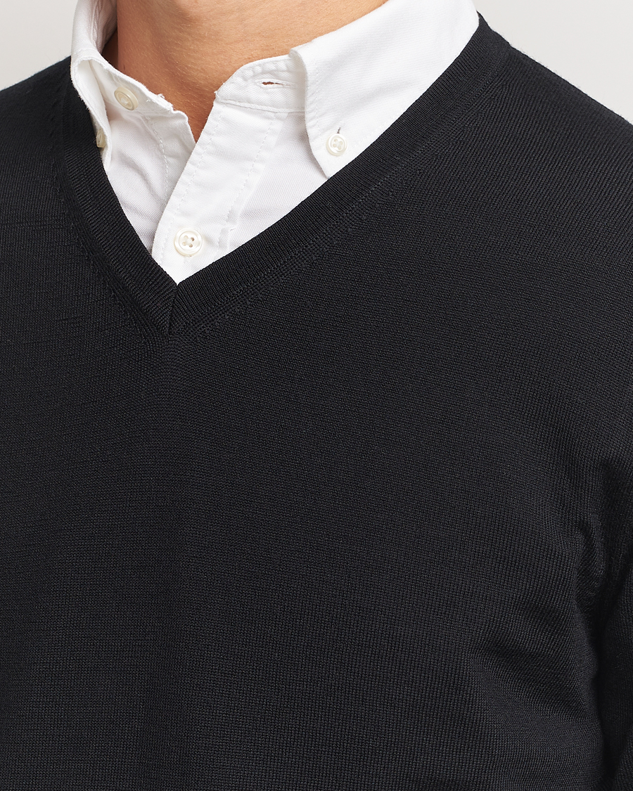 Men | Sweaters & Knitwear | Charles Tyrwhitt | Pure Merino V-Neck Jumper Black