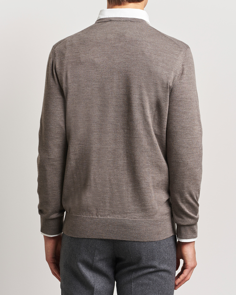 Men | Sweaters & Knitwear | Charles Tyrwhitt | Pure Merino V-Neck Jumper Mocha
