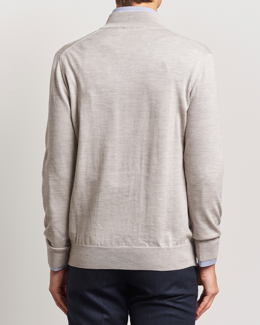 Men | Sweaters & Knitwear | Charles Tyrwhitt | Pure Merino Zip Neck Jumper Limestone