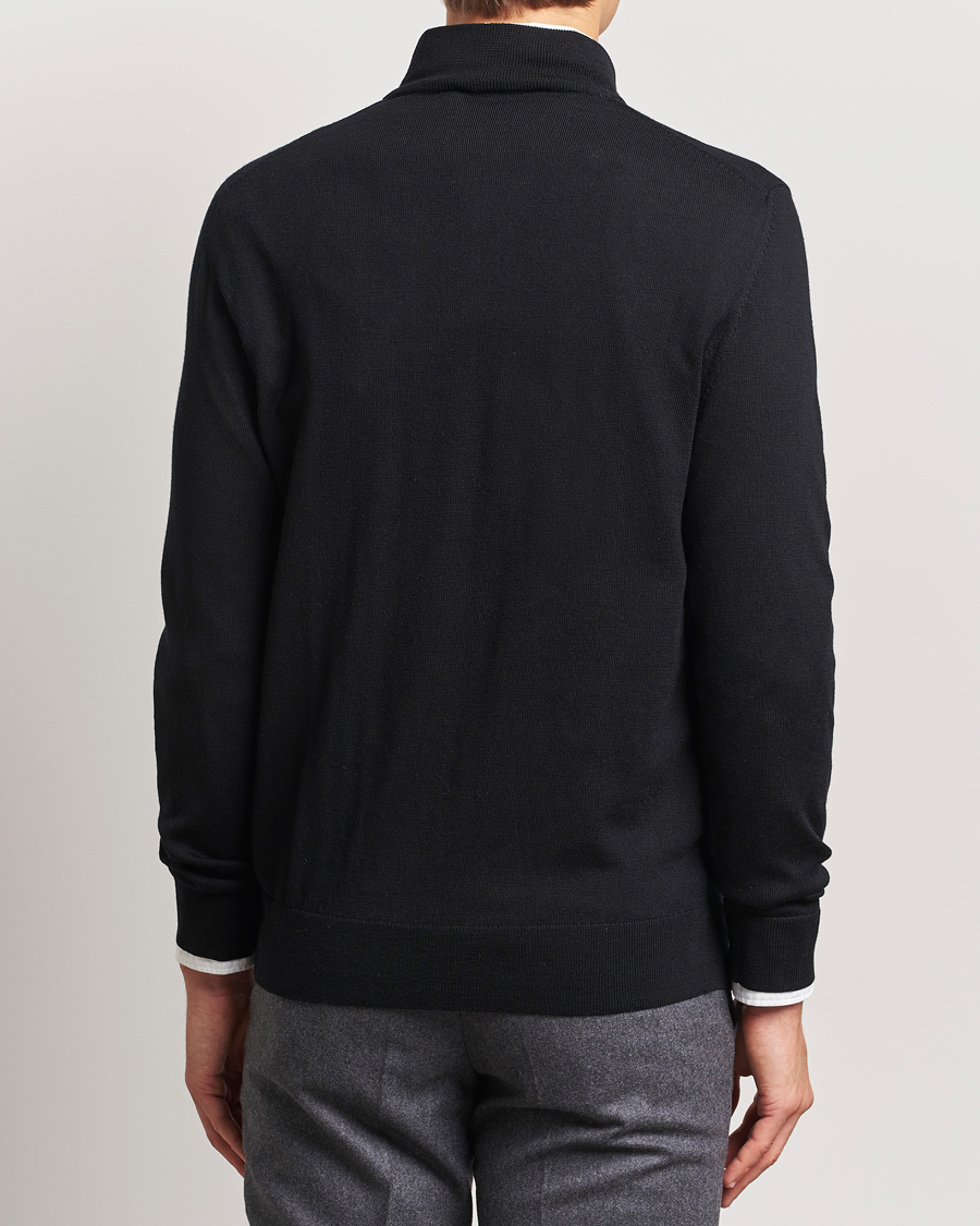 Men | Sweaters & Knitwear | Charles Tyrwhitt | Pure Merino Zip Neck Jumper Black