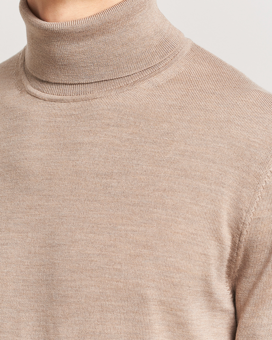 Men | Sweaters & Knitwear | Charles Tyrwhitt | Pure Merino Roll Neck Jumper Oatmeal