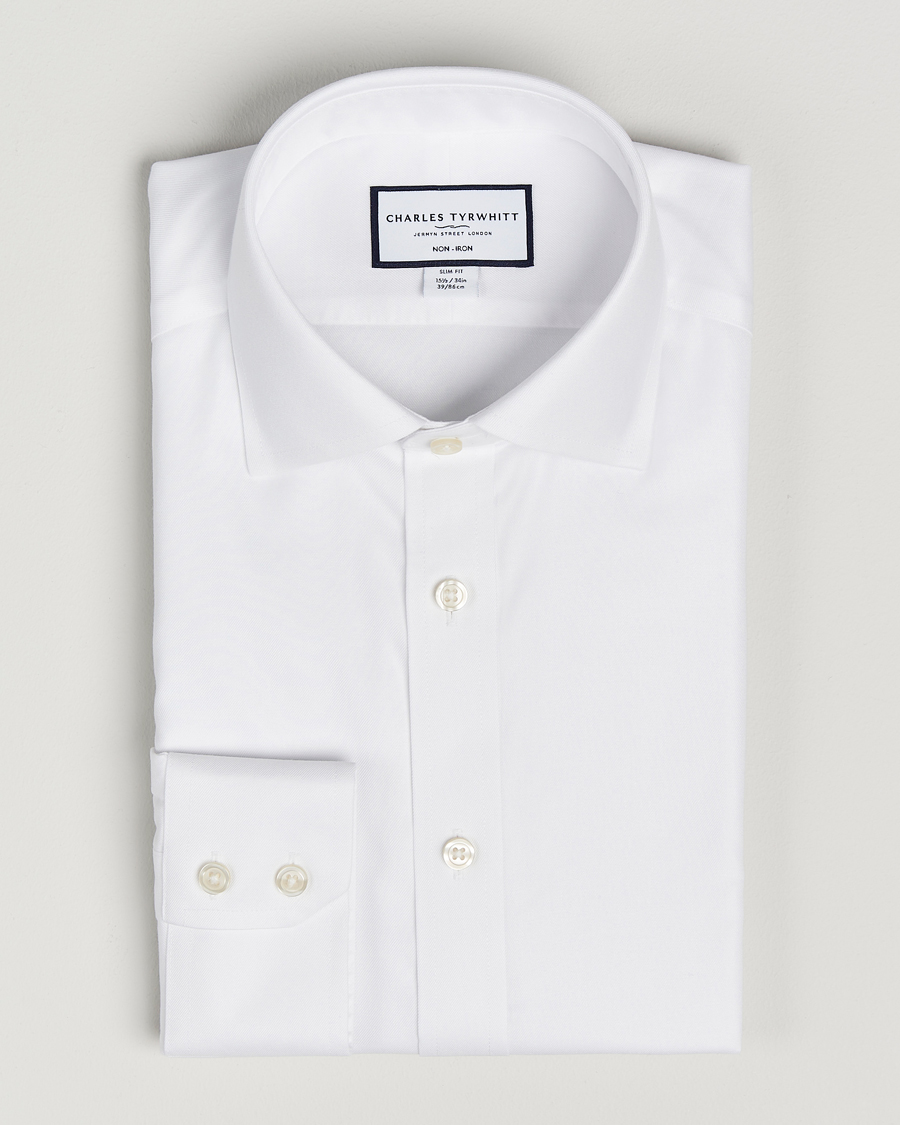 Men | Shirts | Charles Tyrwhitt | Slim Fit Non Iron Cotton Twill Shirt White