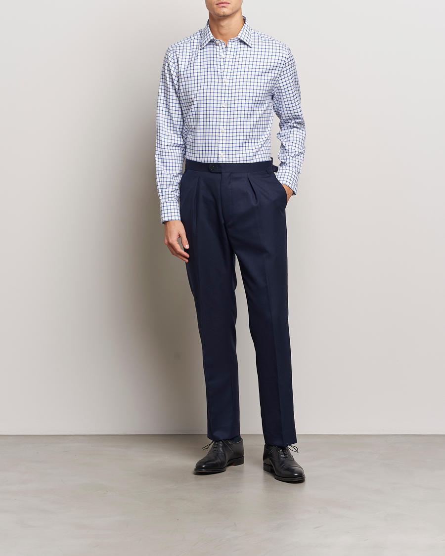 Men | Shirts | Charles Tyrwhitt | Slim Fit Non Iron Grid Check Shirt Royal Blue