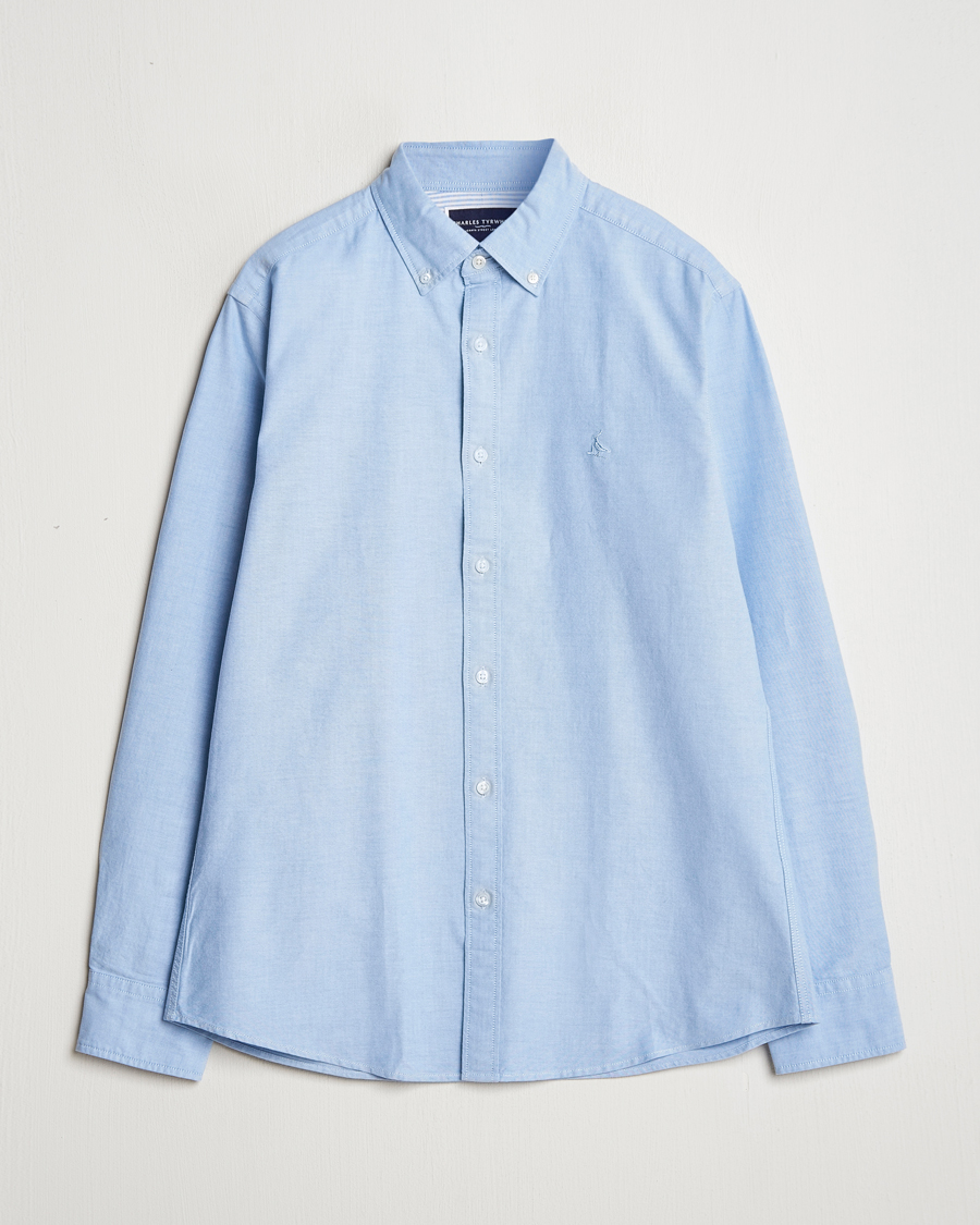 Men | Shirts | Charles Tyrwhitt | Button Down Stretch Oxford Shirt Sky Blue
