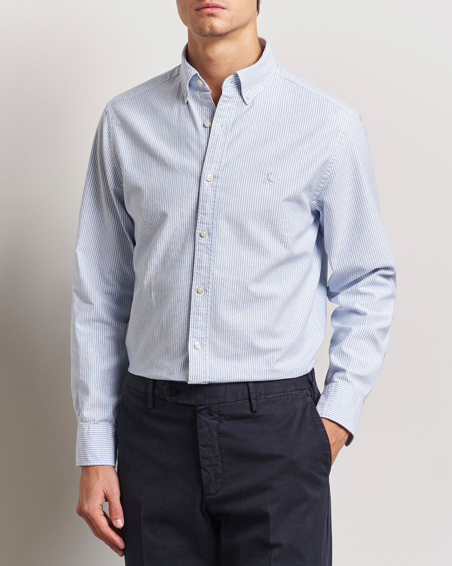 Men | Shirts | Charles Tyrwhitt | Button Down Stretch Oxford Shirt Blue/Whte