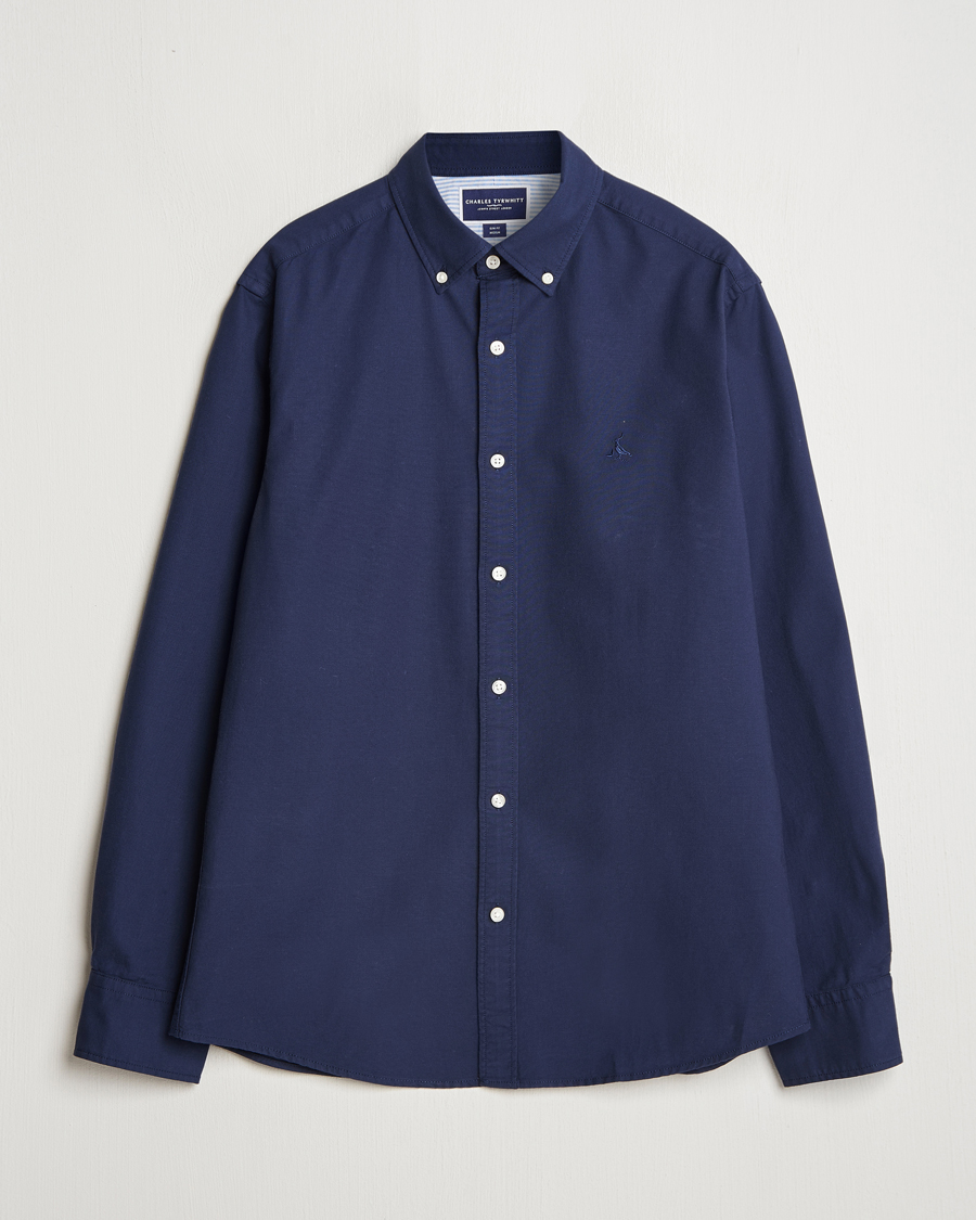 Men | Shirts | Charles Tyrwhitt | Button Down Stretch Oxford Shirt Navy
