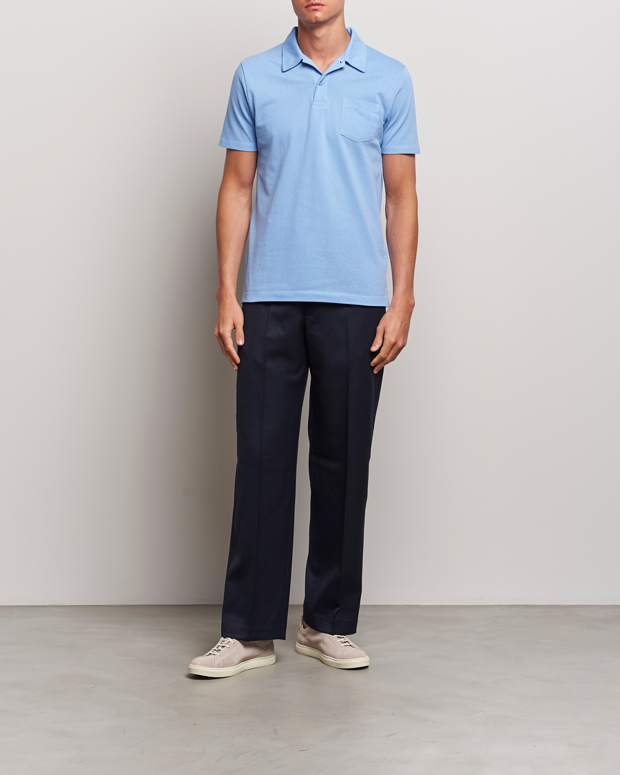 Men | Polo Shirts | Sunspel | Riviera Polo Shirt Cool Blue