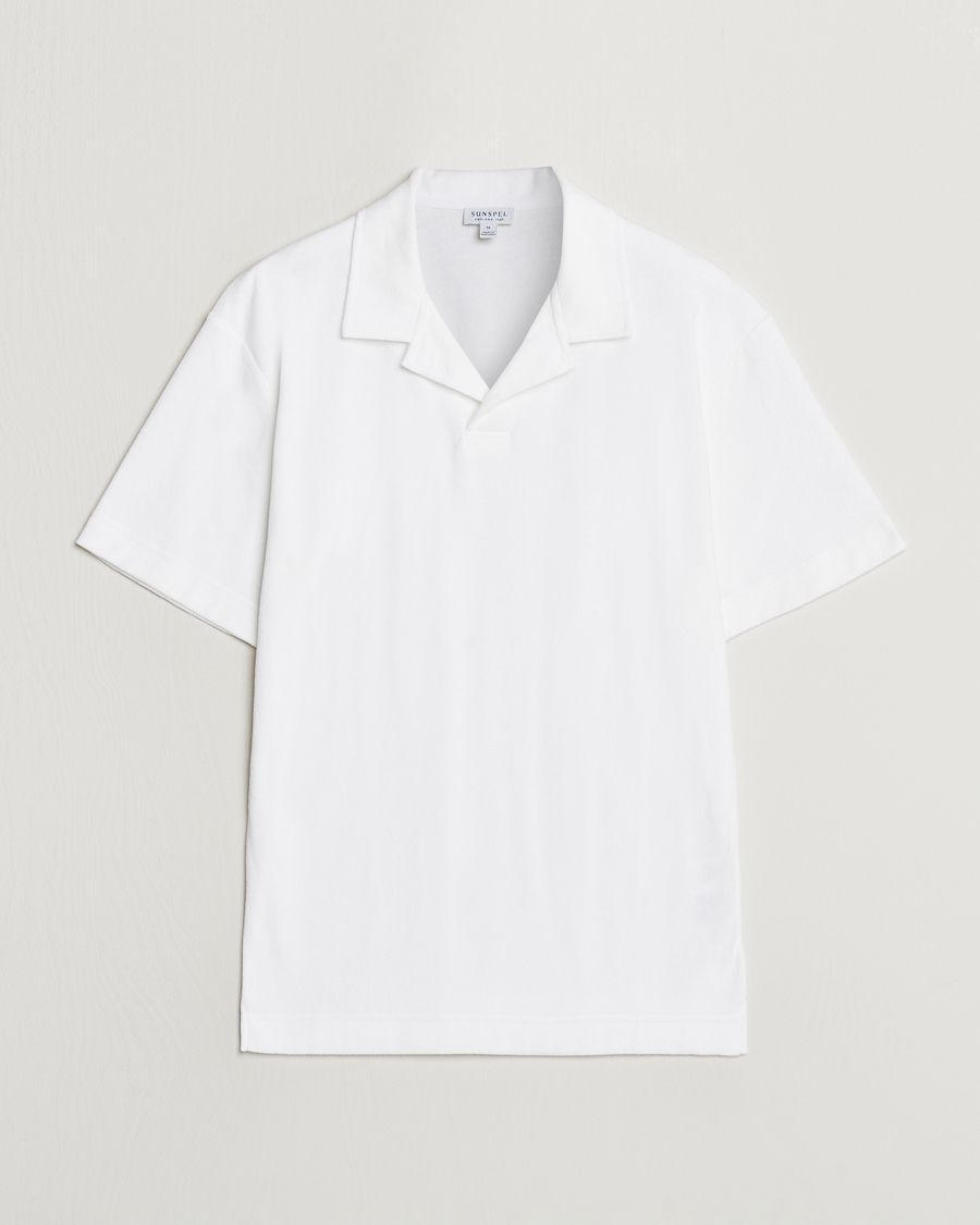 Men | Polo Shirts | Sunspel | Terry Polo White
