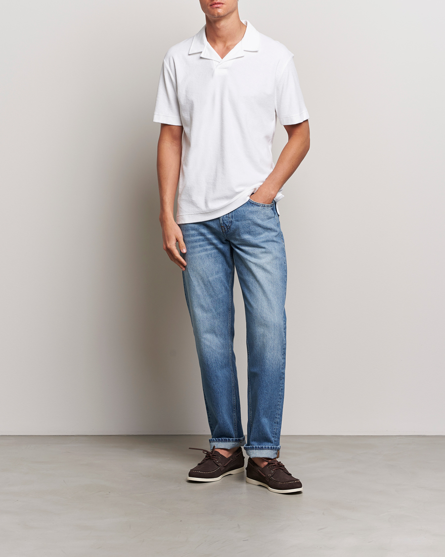 Men | Polo Shirts | Sunspel | Terry Polo White