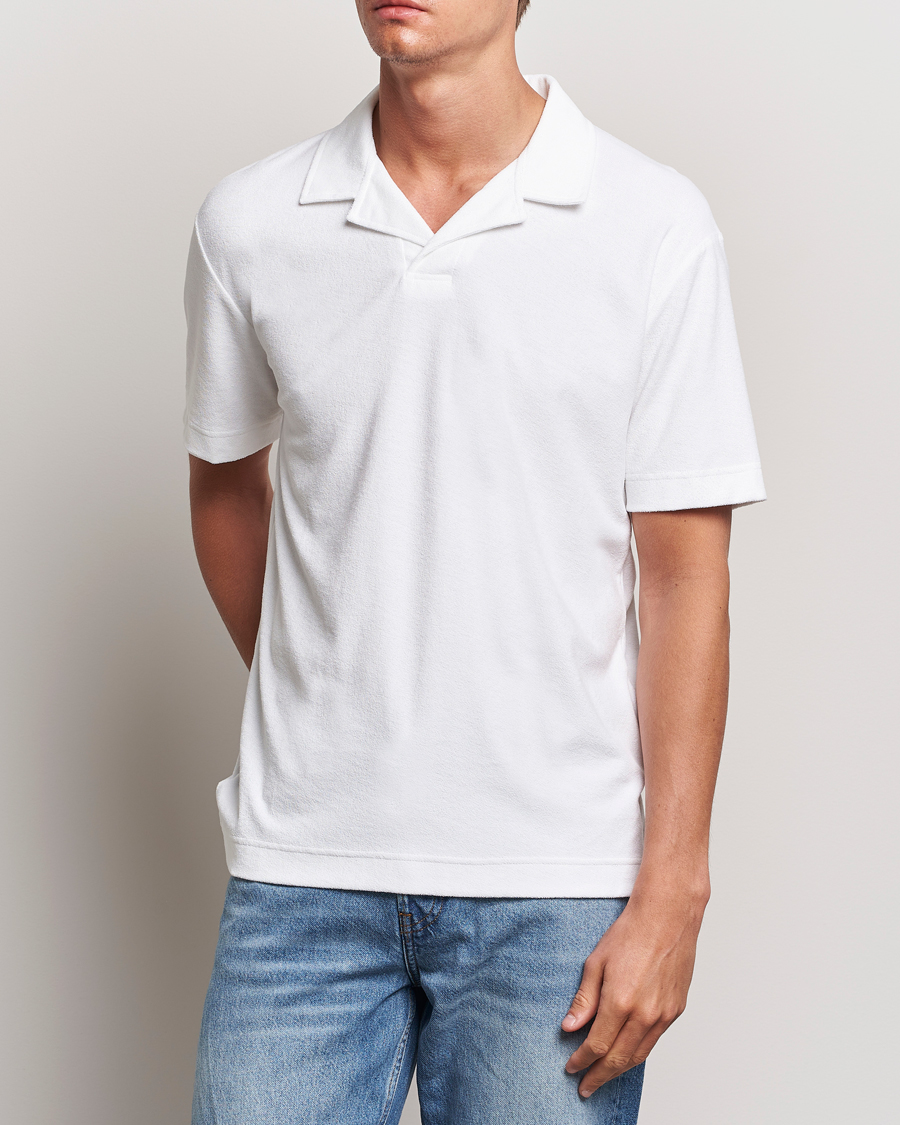 Men | Polo Shirts | Sunspel | Terry Polo White