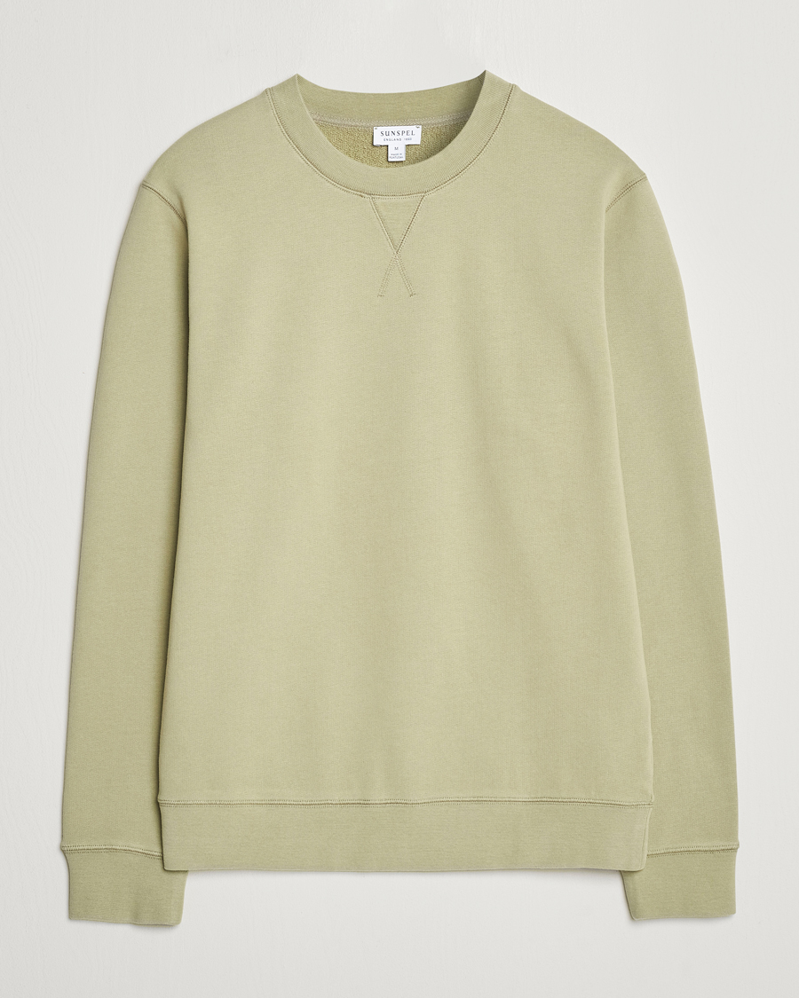 Men | Sweaters & Knitwear | Sunspel | Loopback Sweatshirt Pale Khaki