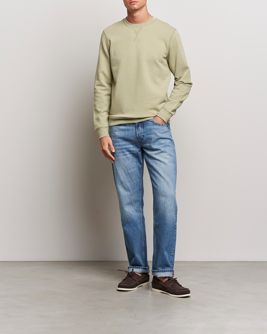 Men | Sweaters & Knitwear | Sunspel | Loopback Sweatshirt Pale Khaki