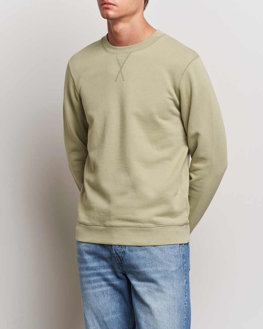 Men | Sweaters & Knitwear | Sunspel | Loopback Sweatshirt Pale Khaki