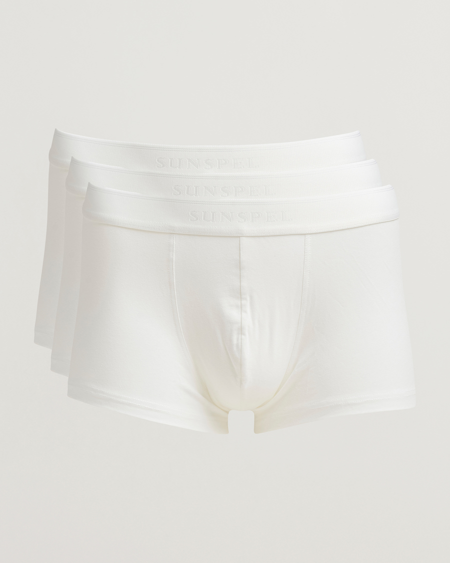 Men | Underwear & Socks | Sunspel | 3-Pack Cotton Stretch Trunk White