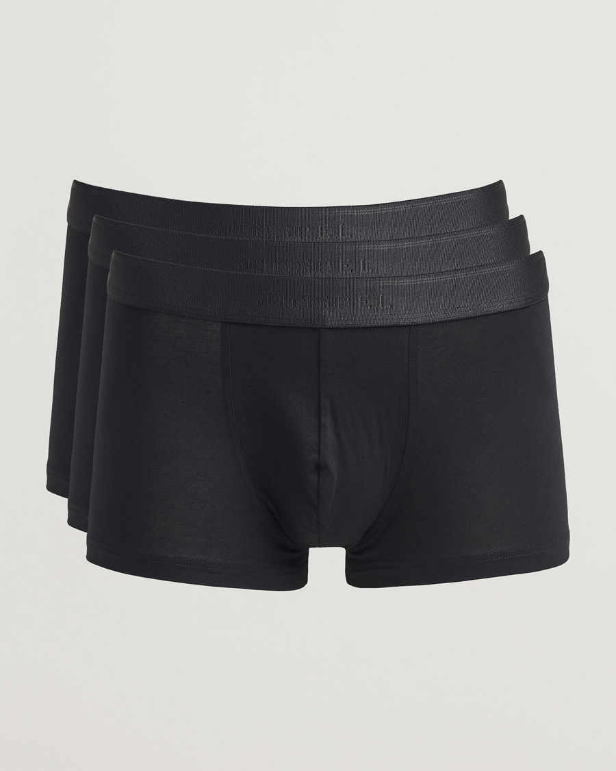 Men | Underwear & Socks | Sunspel | 3-Pack Cotton Stretch Trunk Black