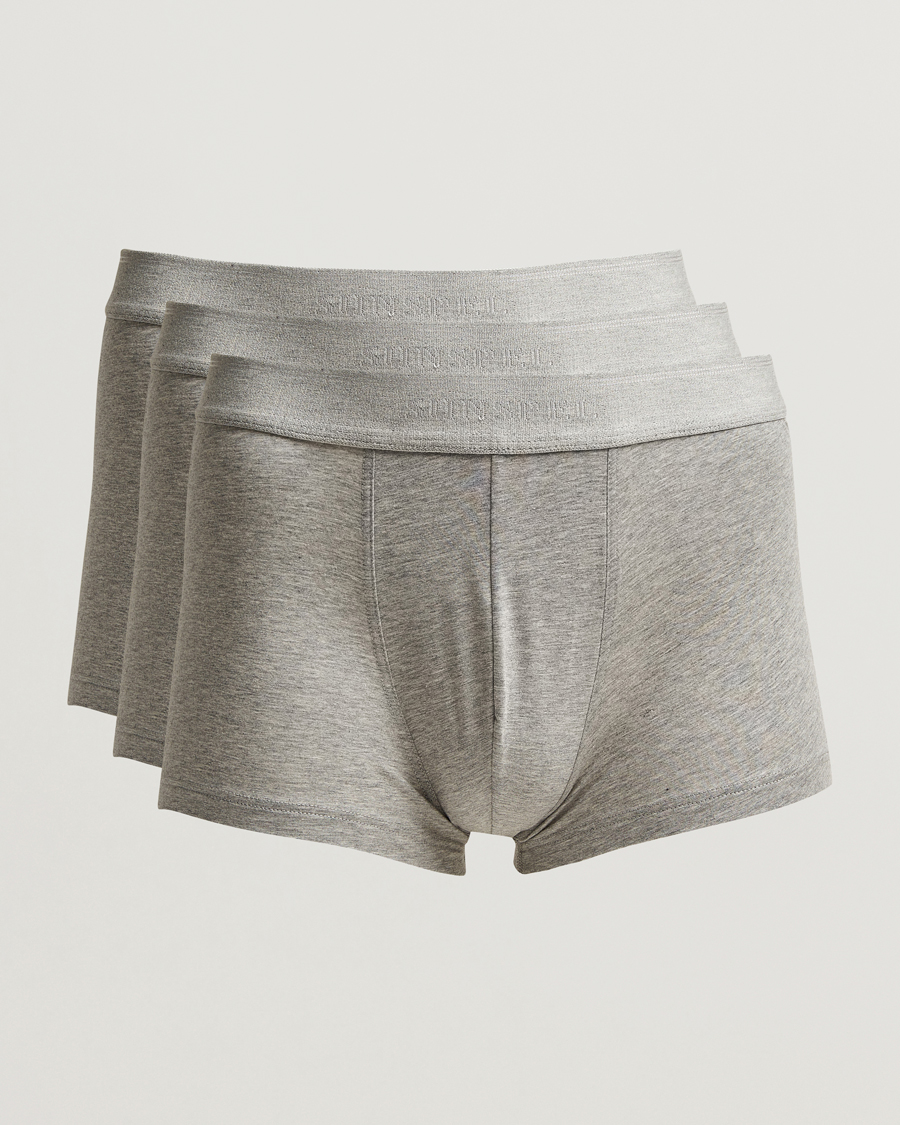 Men | Underwear & Socks | Sunspel | 3-Pack Cotton Stretch Trunk Grey