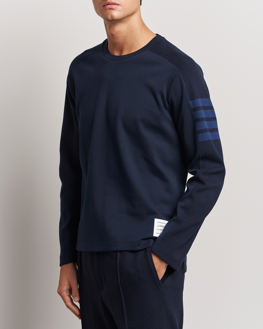 Men | T-Shirts | Thom Browne | Long Sleeve 4-Bar T-Shirt Navy