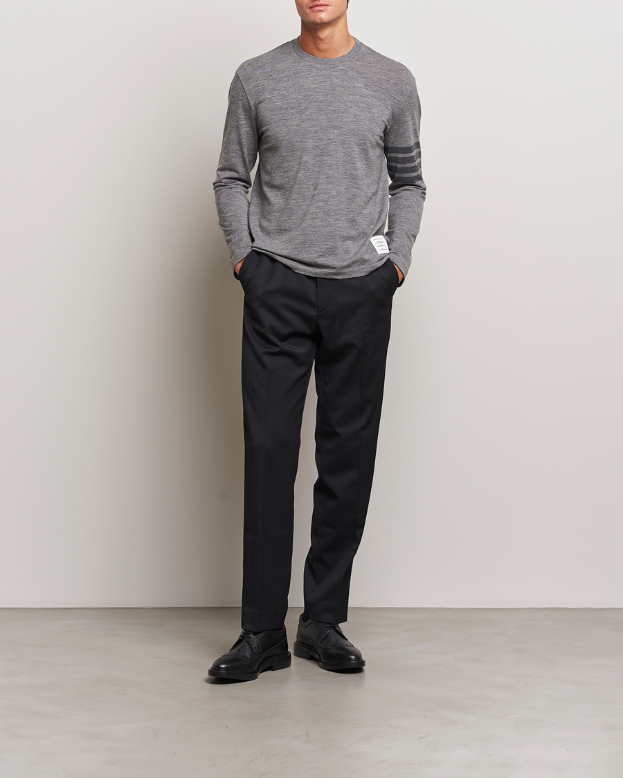 Men | T-Shirts | Thom Browne | Long Sleeve Wool Jersey T-Shirt Medium Grey