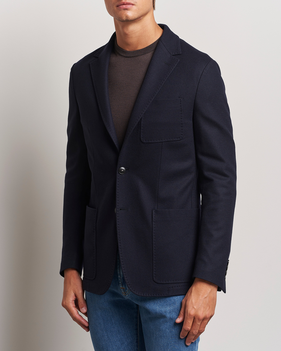Men | Blazers | Canali | Soft Wool Jersey Blazer Navy