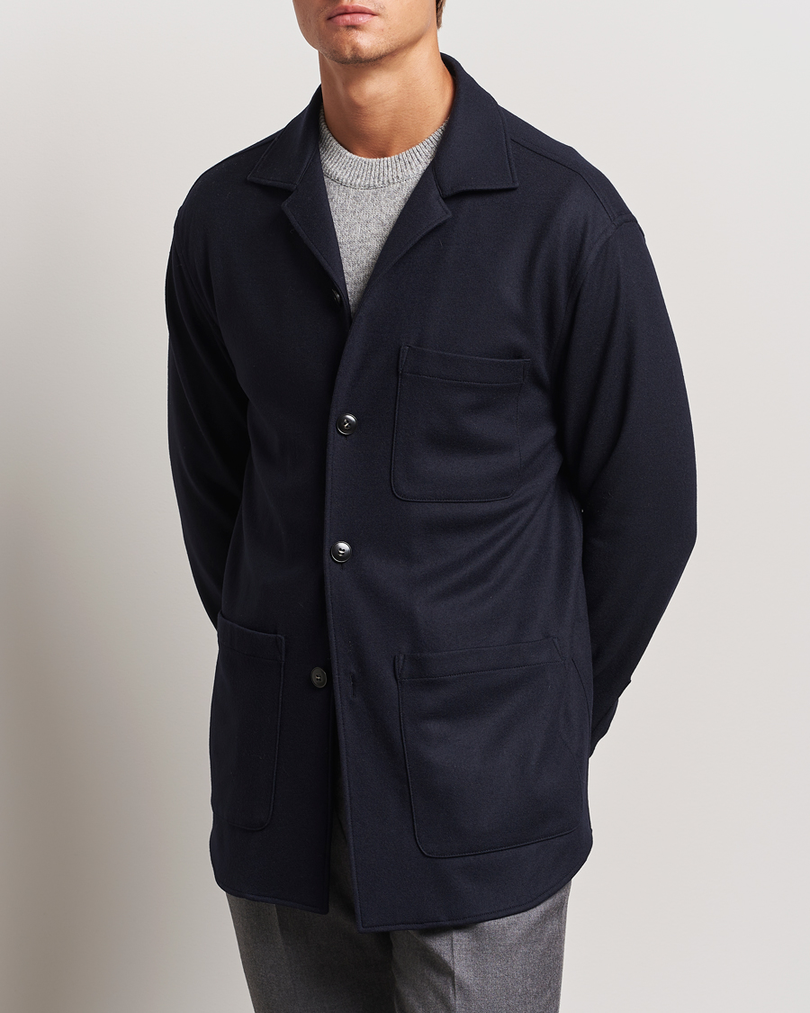 Men | Coats & Jackets | Canali | Wool Shirt Jacket Navy