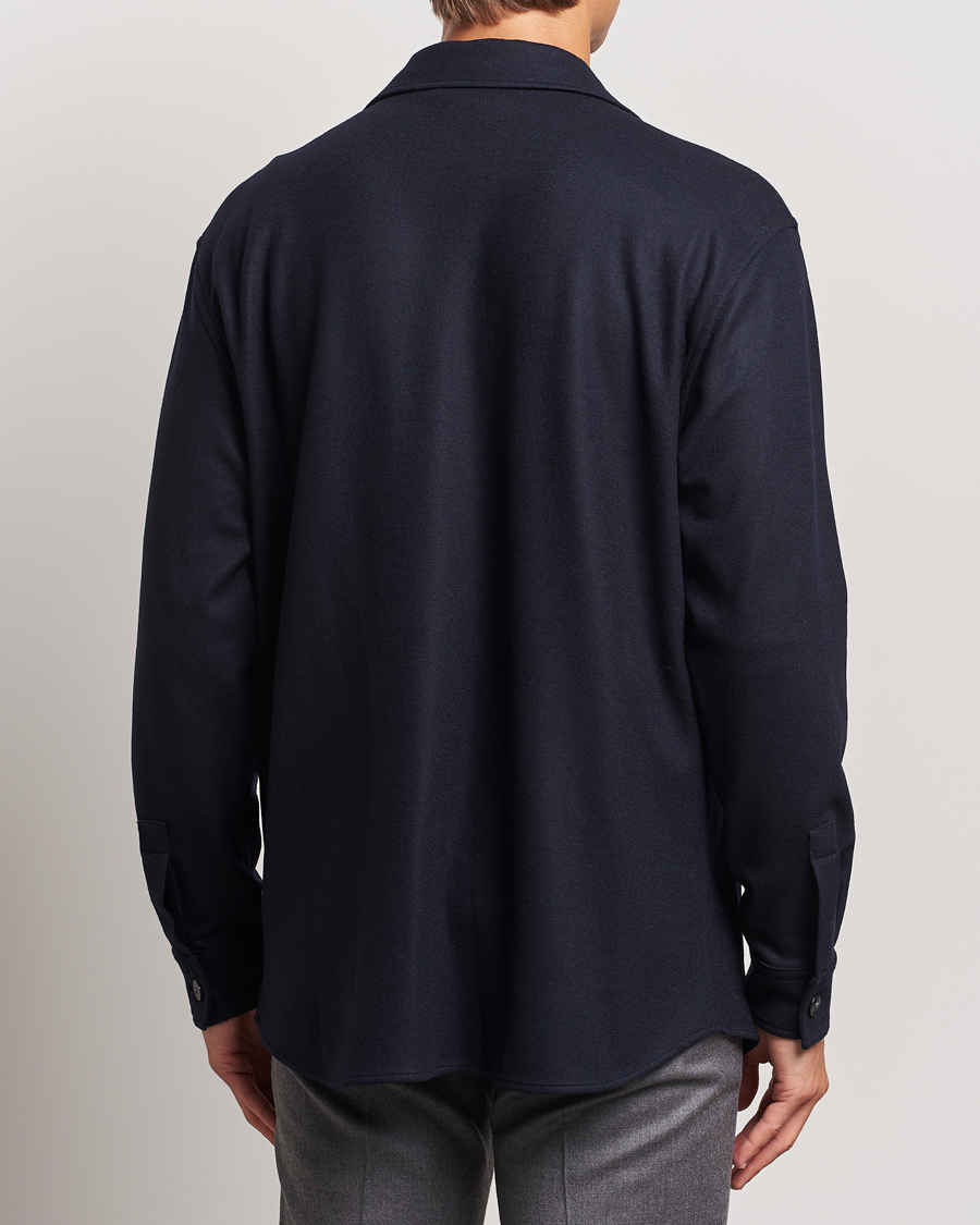 Men | Coats & Jackets | Canali | Wool Shirt Jacket Navy