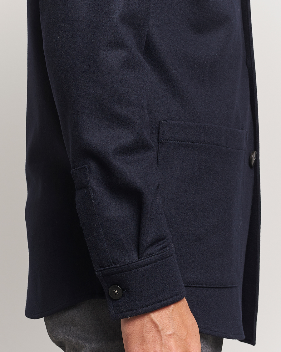 Men | Coats & Jackets | Canali | Wool Shirt Jacket Navy