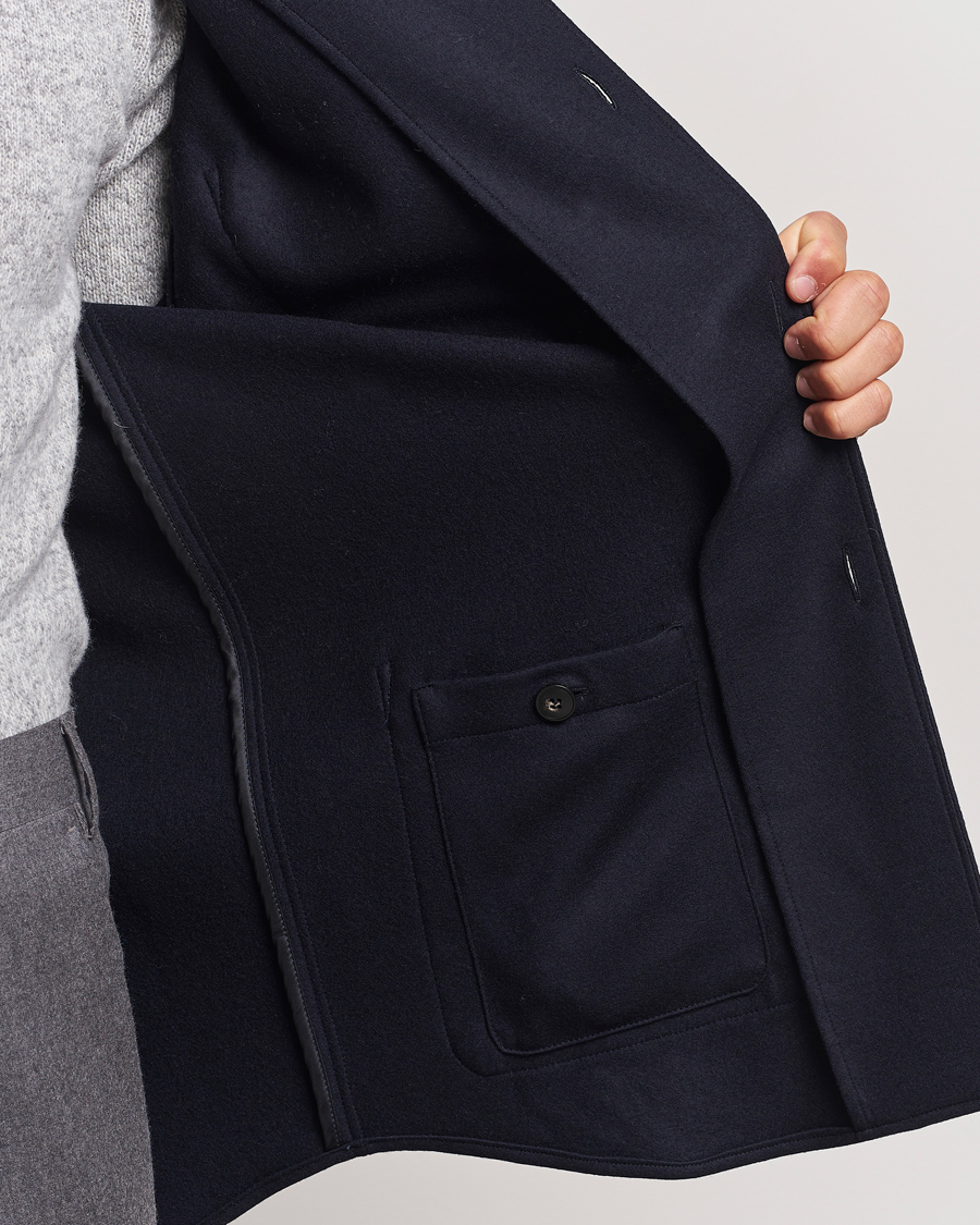 Men | Coats & Jackets | Canali | Wool Shirt Jacket Navy