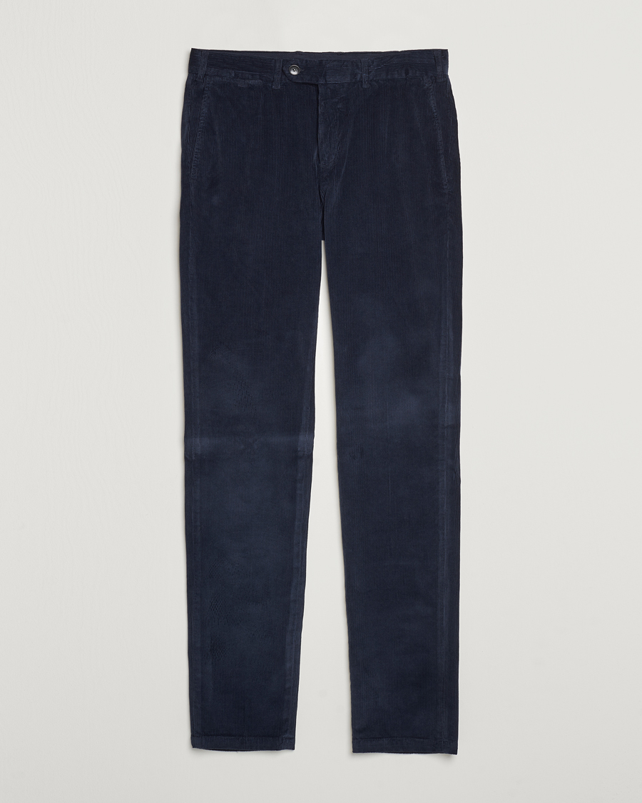 Men | Trousers | Canali | Slim Fit Corduroy Trousers Navy