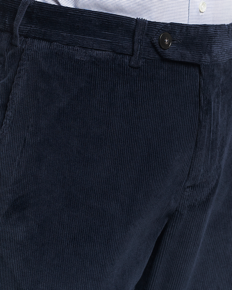 Men | Trousers | Canali | Slim Fit Corduroy Trousers Navy
