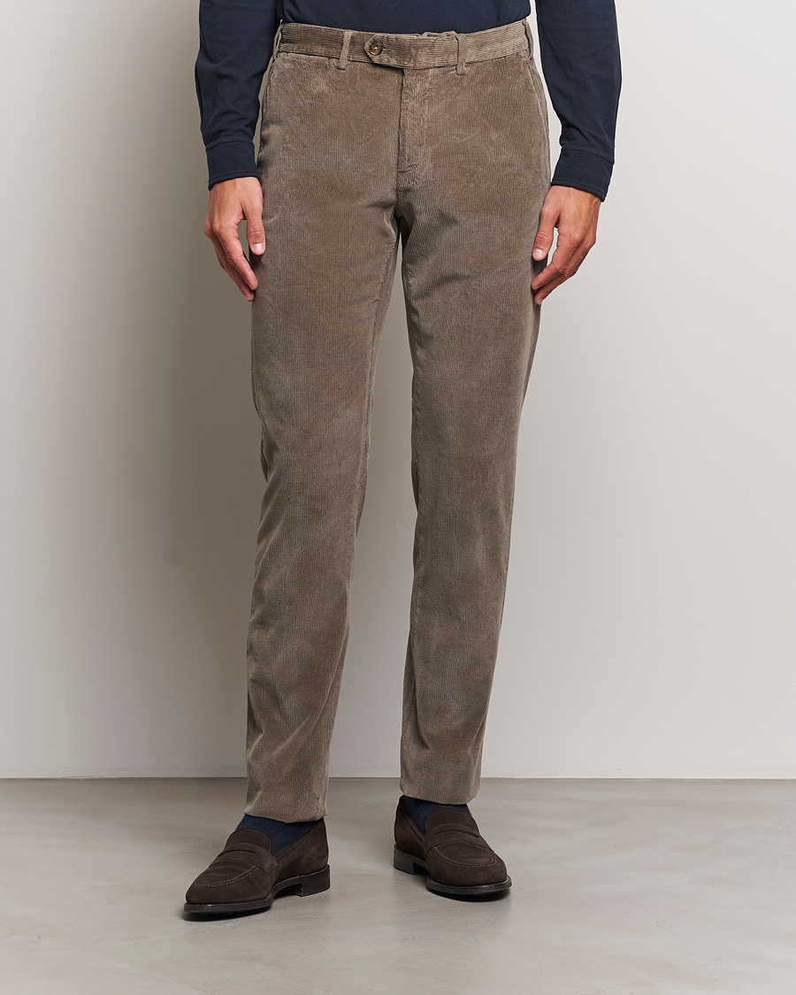 Men | Trousers | Canali | Slim Fit Corduroy Trousers Taupe