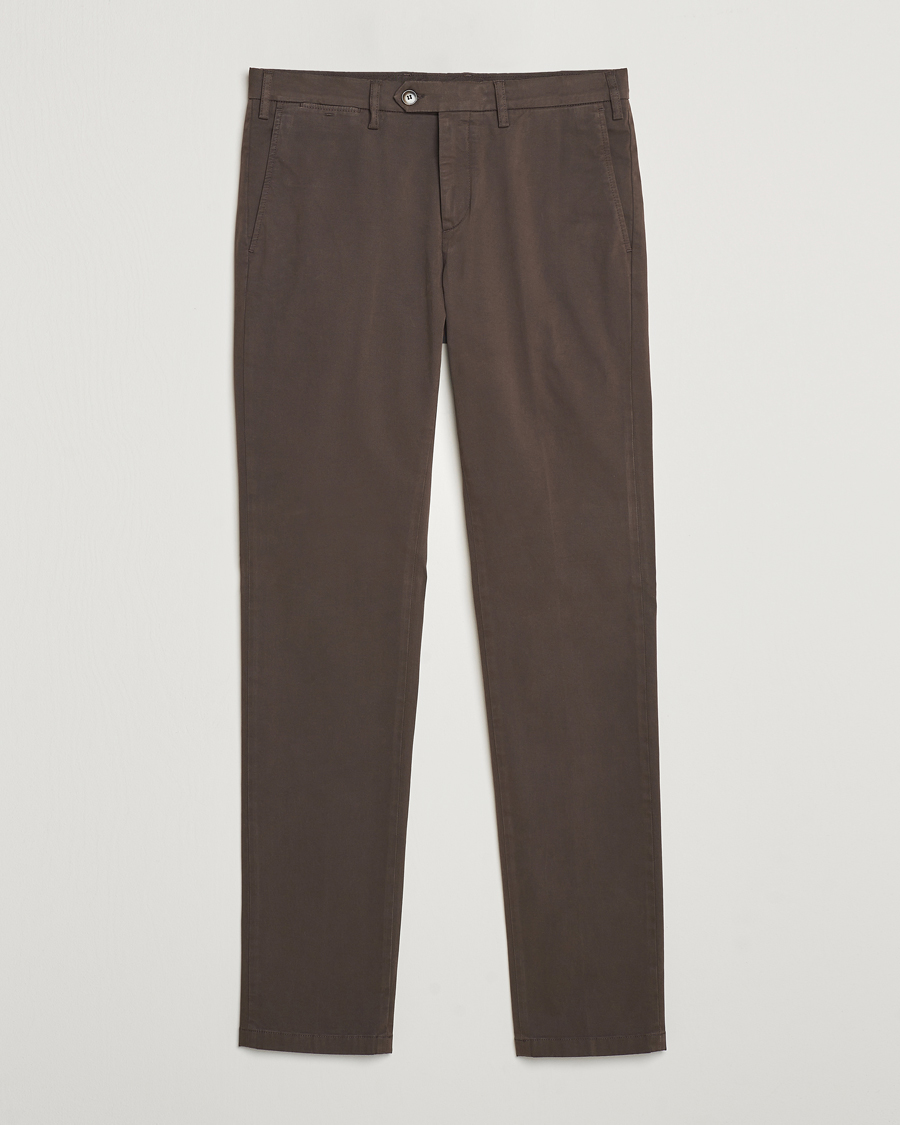 Men | Trousers | Canali | Cotton Stretch Trousers Brown