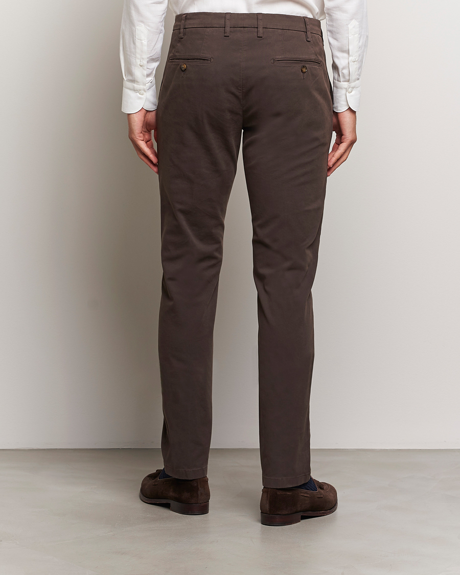 Men | Trousers | Canali | Cotton Stretch Trousers Brown