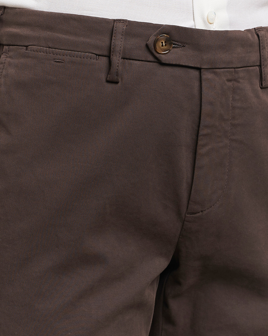 Men | Trousers | Canali | Cotton Stretch Trousers Brown