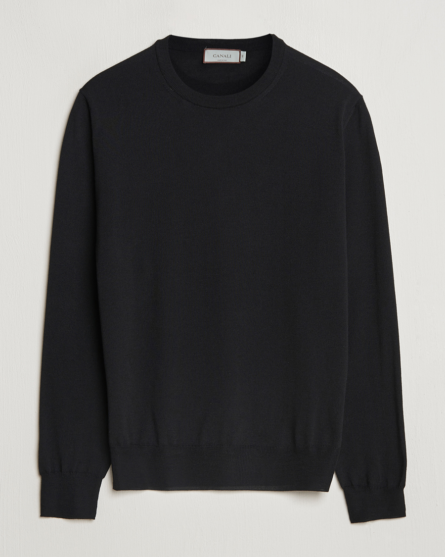 Men | Sweaters & Knitwear | Canali | Merino Wool Crew Neck Black